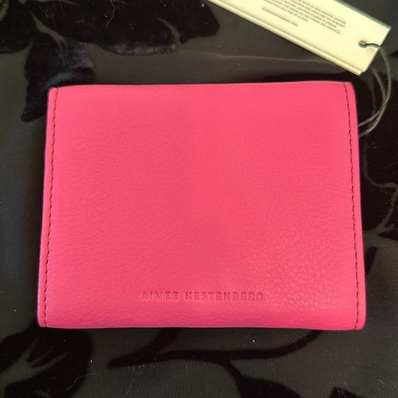 Aimee Kestenberg Zip it Up Trifold Leather Wallet Hot Pink Keychain - Picture 2 of 9